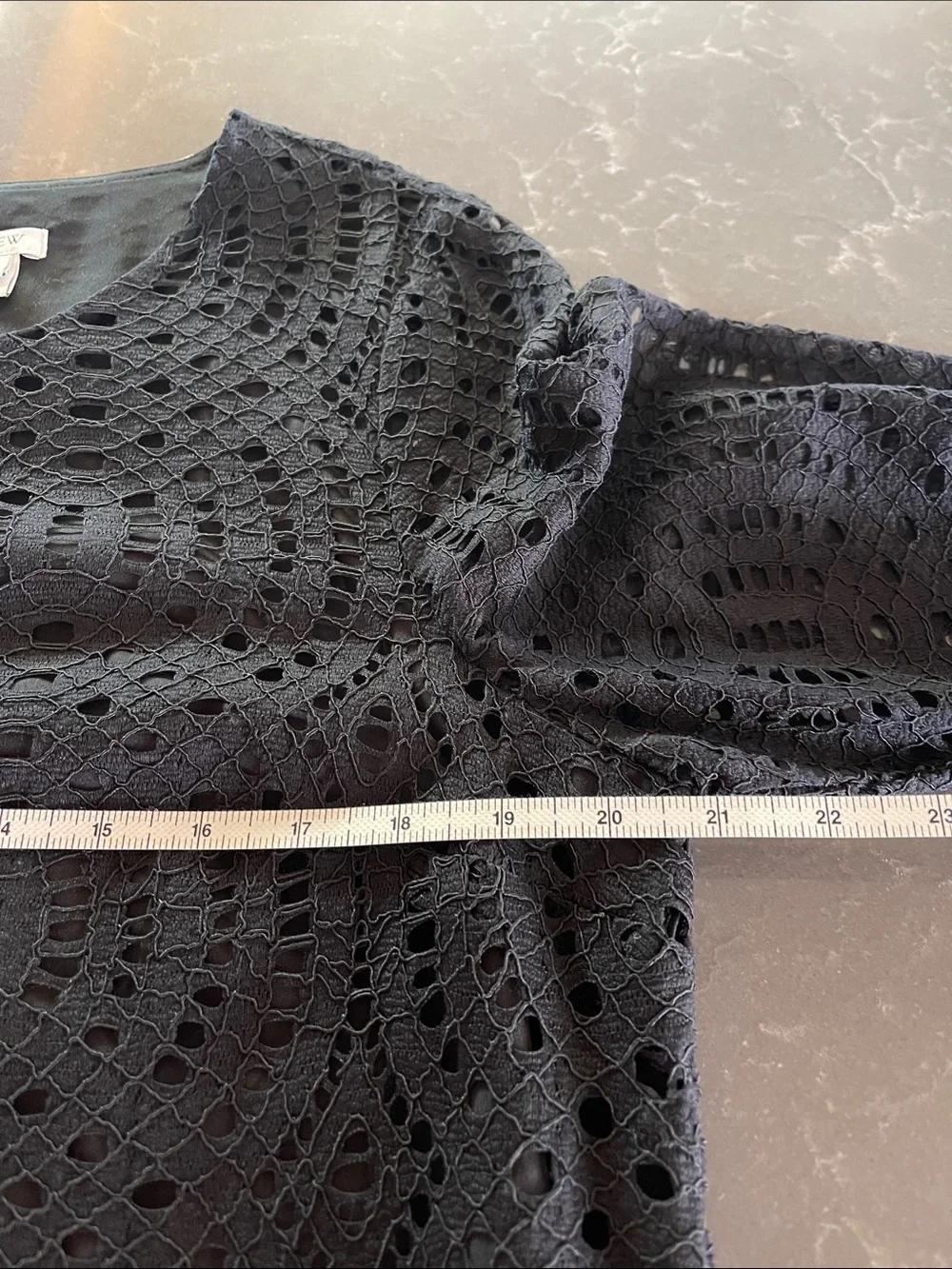 J Crew Black Lace Eyelet Dress with See-Through Sleeves- Size 14